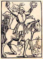 Titelbild der 1515 und 1519 herausgegebenen Bcher mit dem Titel "Ein kurtzweilig Lesen von Dyl Ulenspiegel u dem Land zu Brunswick. Wie er sein Leben vollbracht hat. XCVI seiner Geschichten."